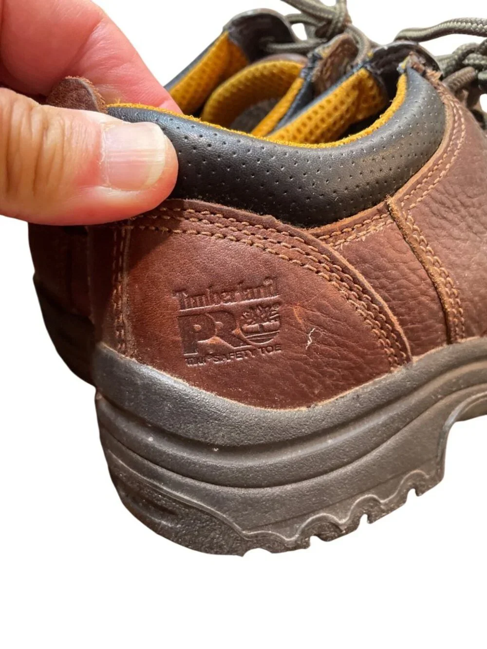 Timberland Pro Power wms brown leather steel toe work shoes sz 9.5M SKU 10-486